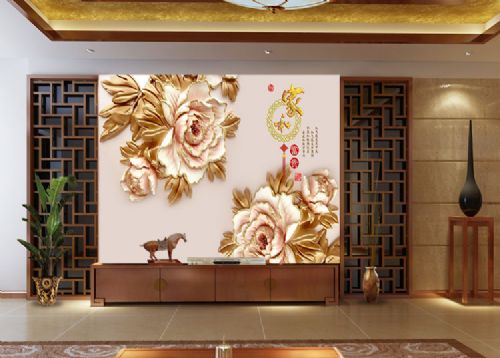 风景沙发电视背景墙