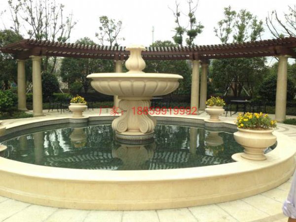 商场户外青石水钵 景观大型喷泉 人物造型喷泉定制直销