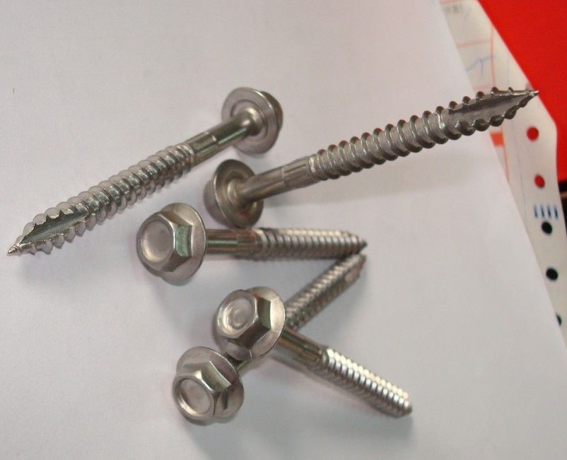 不锈钢六角法兰面木牙螺丝6.3*65