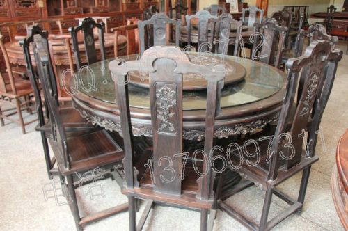 仙游红木家具厂生产大叶紫檀餐桌 圆桌