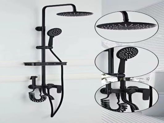 工程款淋浴花洒 黑色花洒带喷头