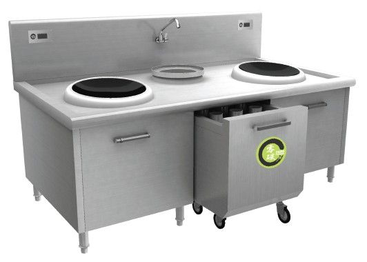 双头单尾带调味车抛炒炉